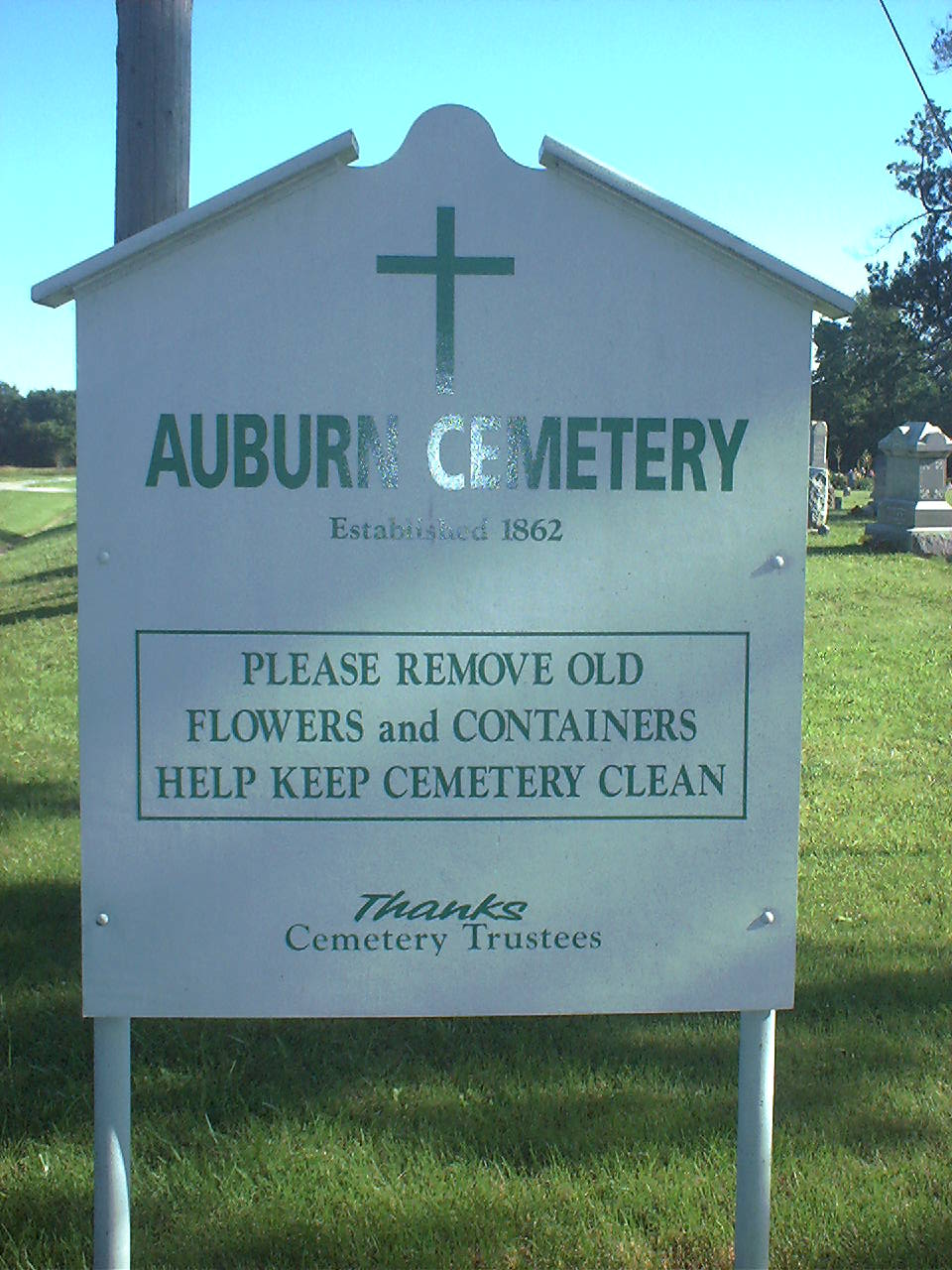 Auburn Cemetery sign