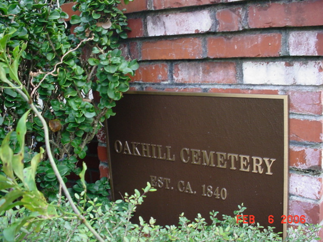 Oak Hill Cemetery sign
