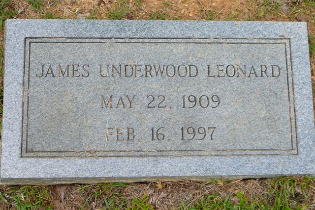 James Underwood Leonard headstone