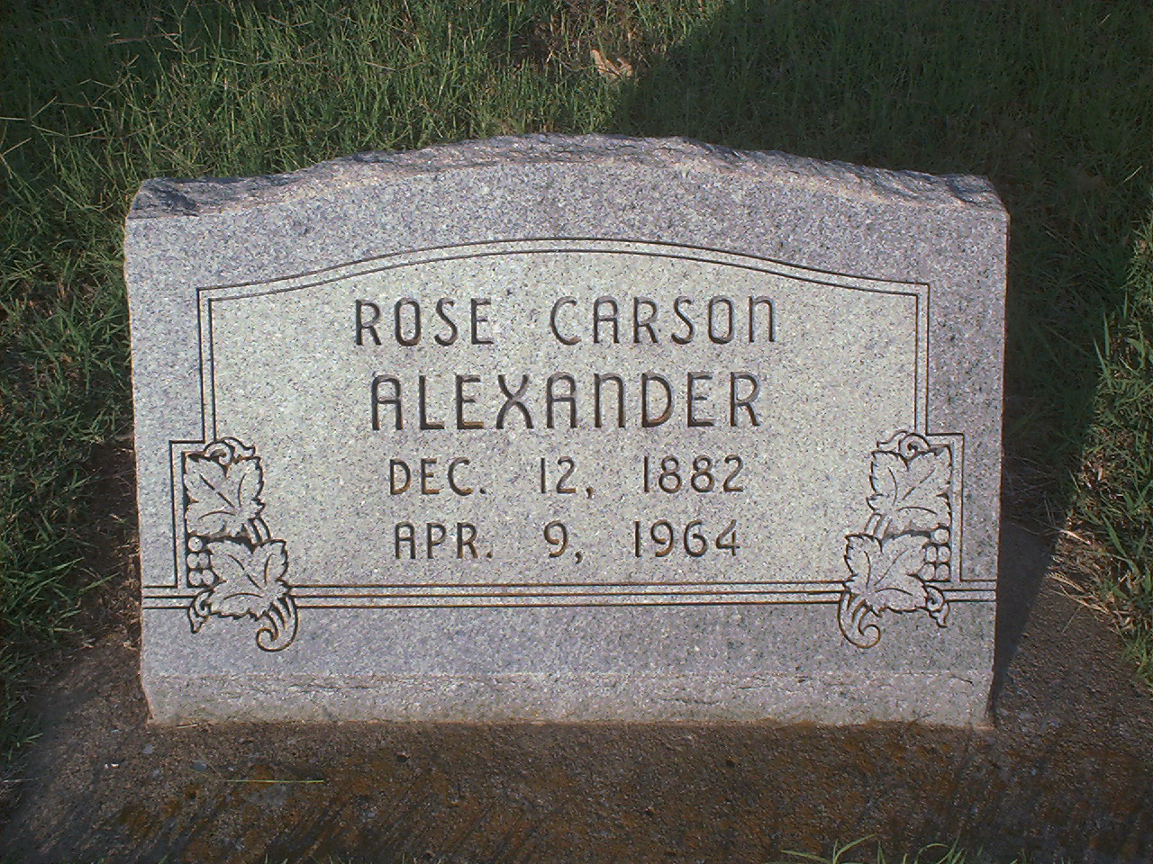 Rose Carson Alexander headstone
