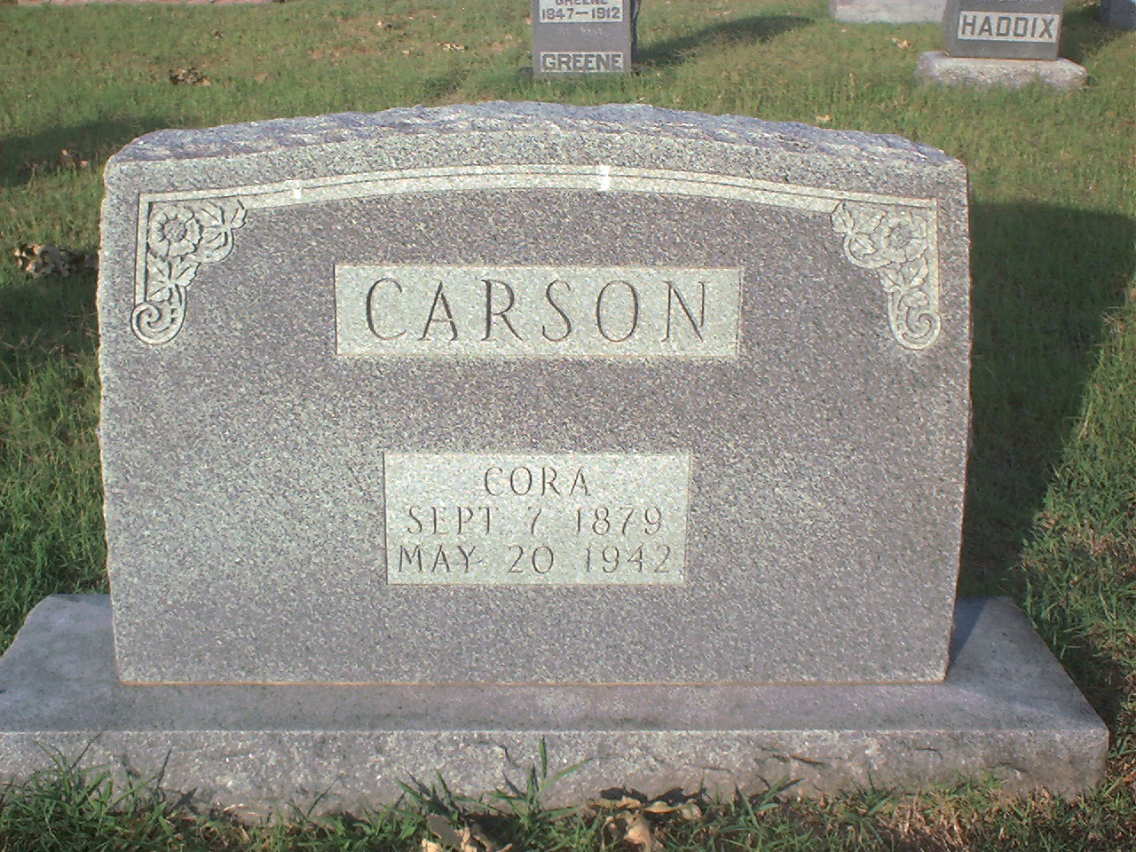 Cora Carson headstone