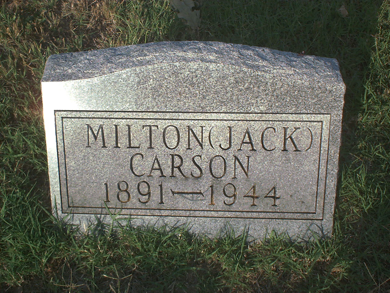 Milton (Jack) Carson headstone