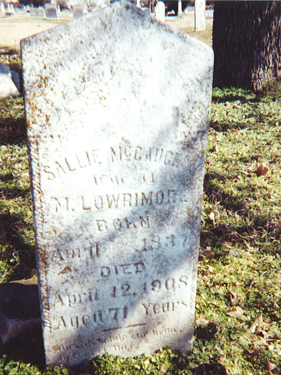 Sallie Lowrimore headstone