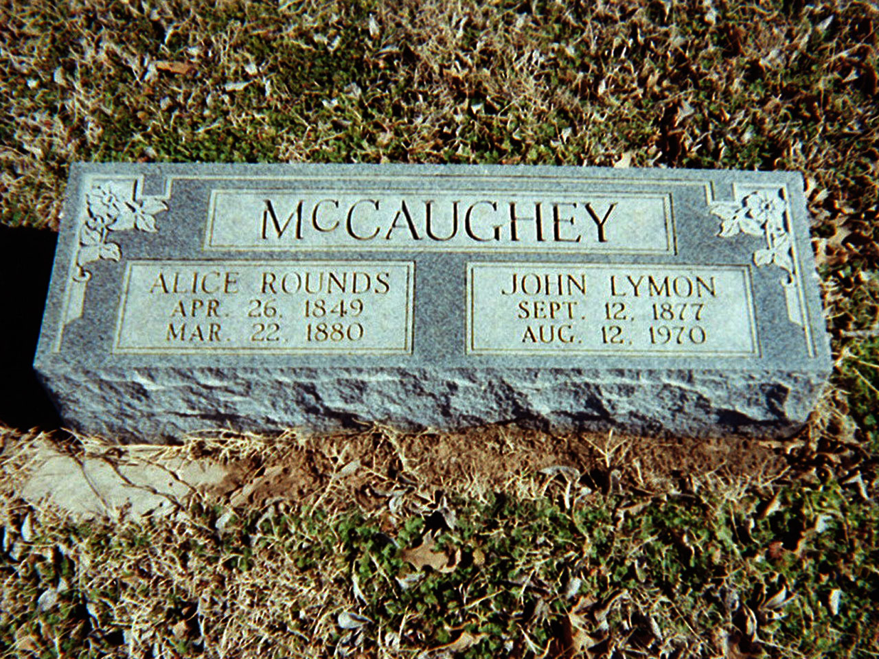 Alice Rounds McCaughey headstone