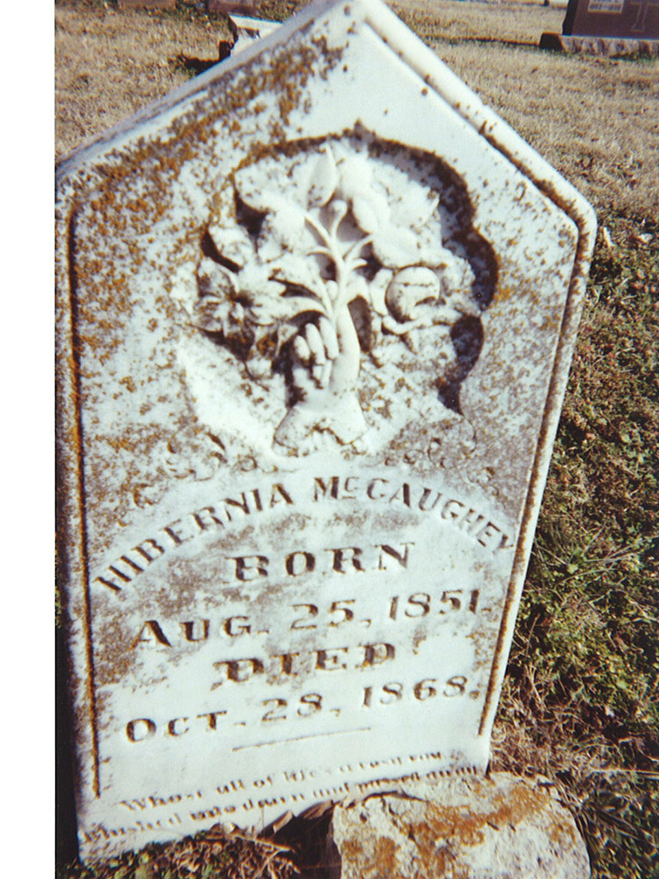 Hibernia McCaughey headstone