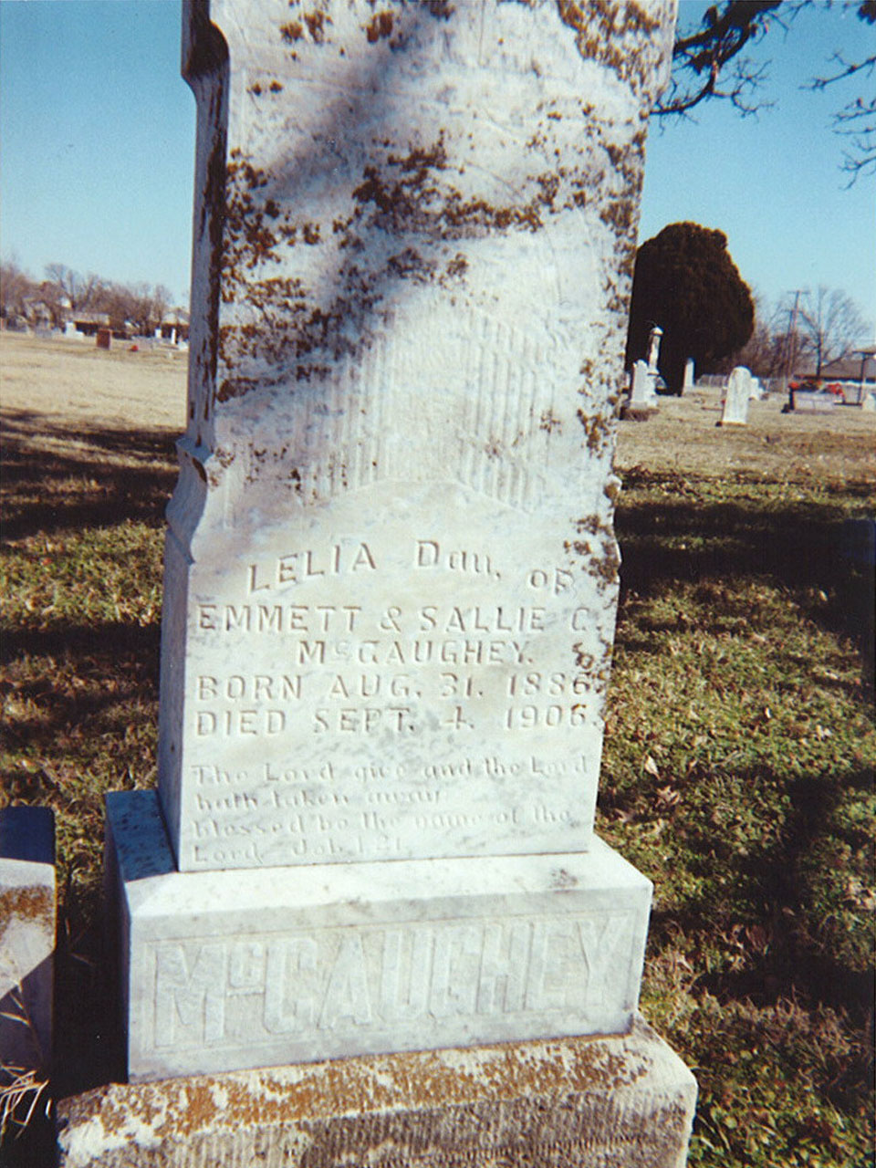 Lelia McCaughey headstone