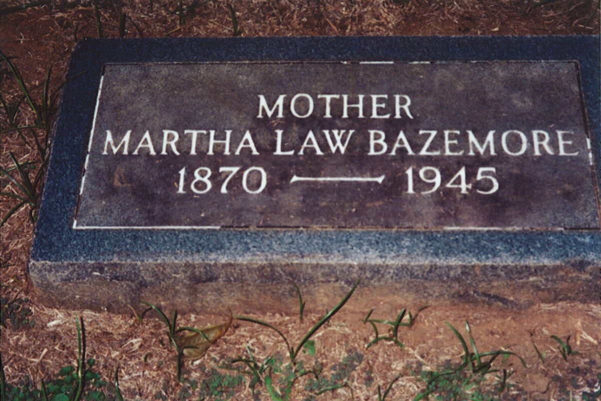 Martha Law Bazemore headstone