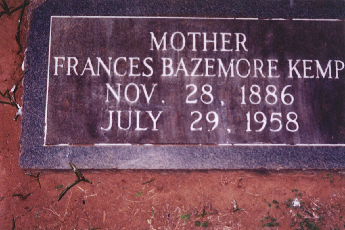 Frances Bazemore Kemp headstone