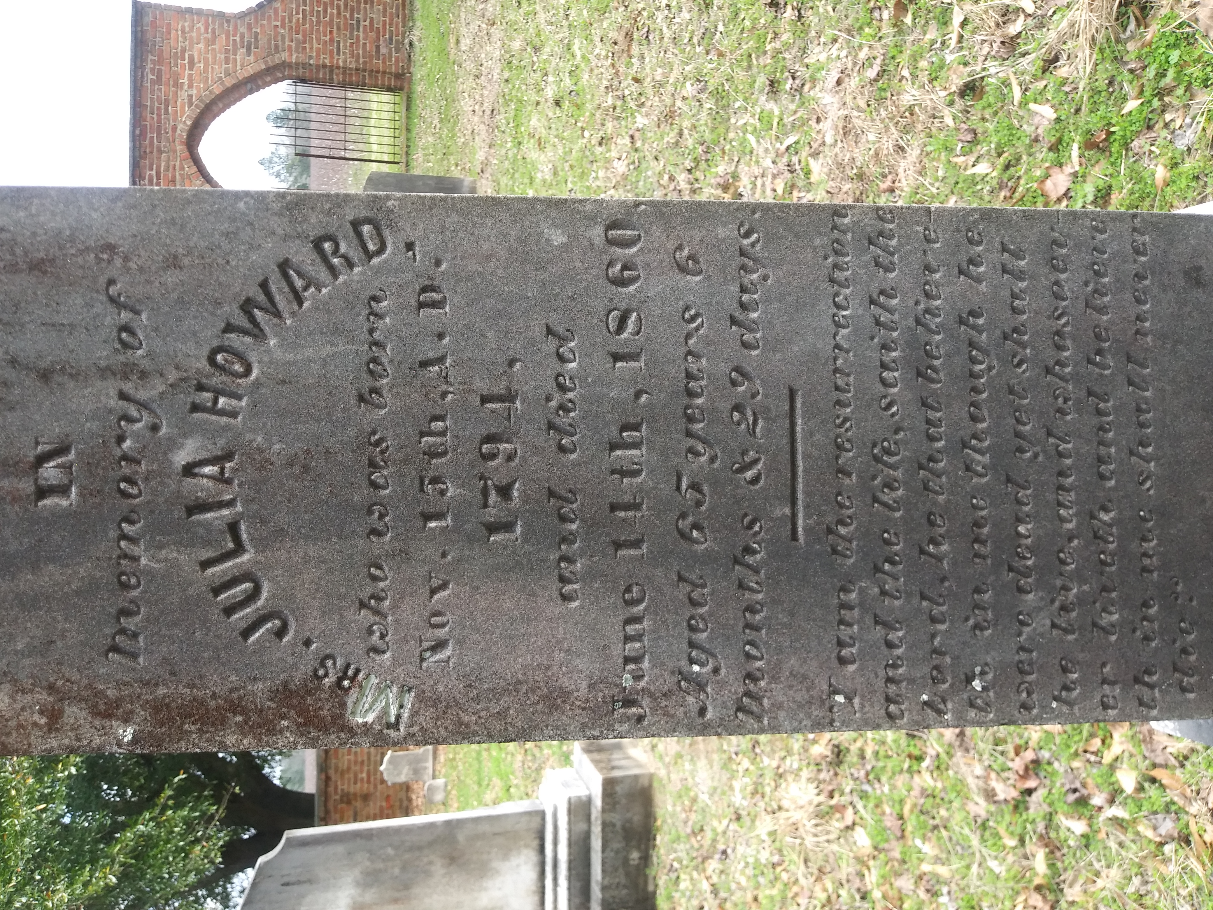 Julia Howard headstone detail