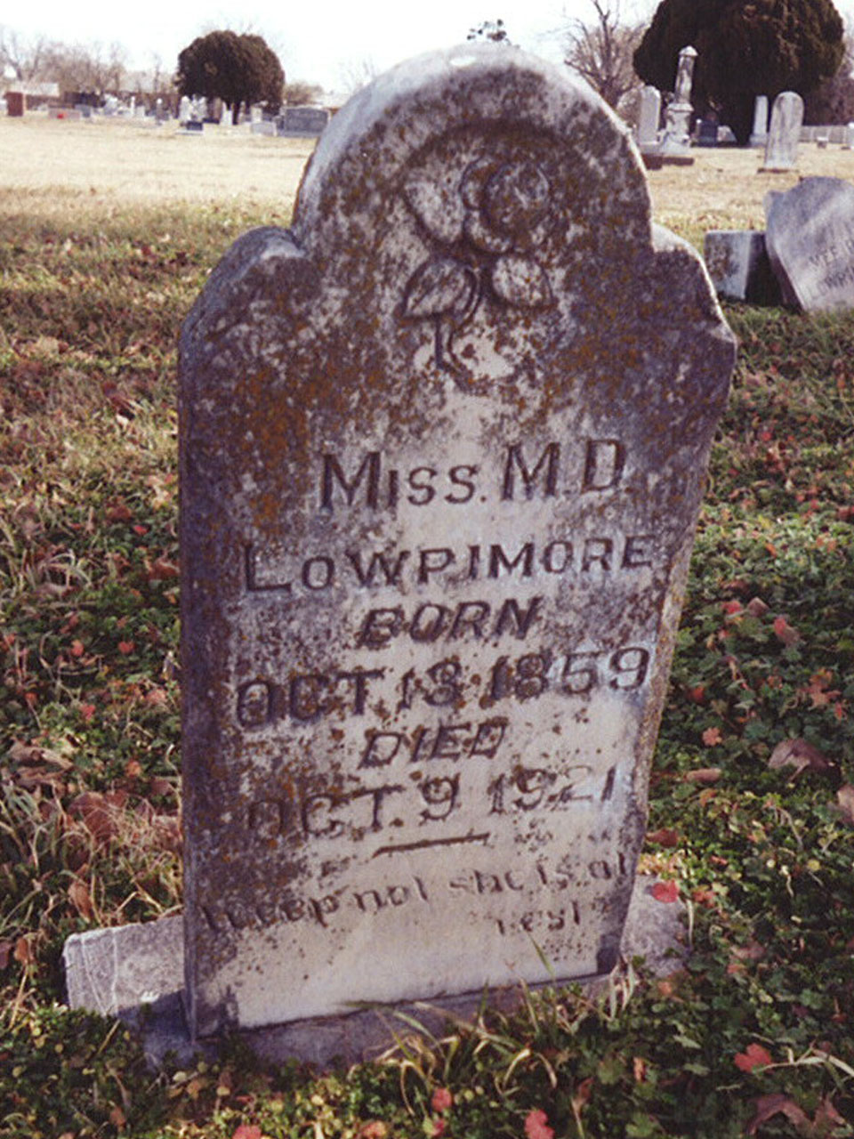 Miss M.D. Lowrimore headstone